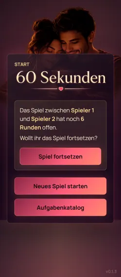 Startbildschirm der 60 Sekunden App