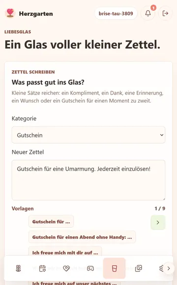 Mobiler Screenshot: Glaszettel