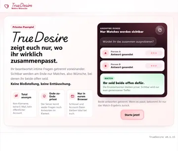 Desktop Screenshot der True Desire Startseite