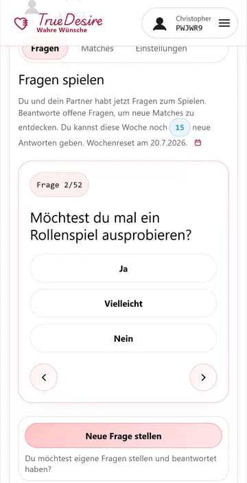 Mobiler Screenshot der Fragenansicht